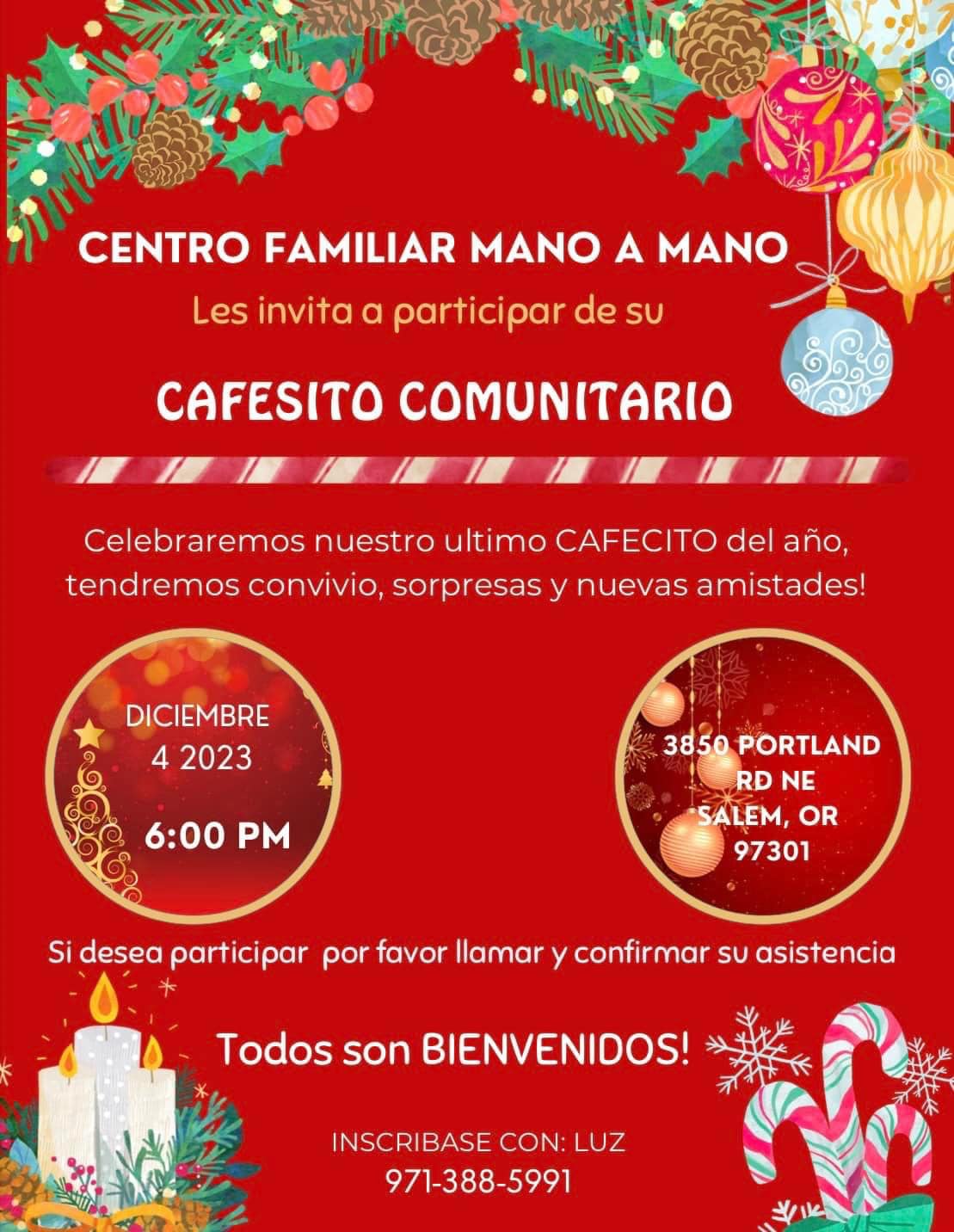 Cafecito comunitario Mano A Mano Salem