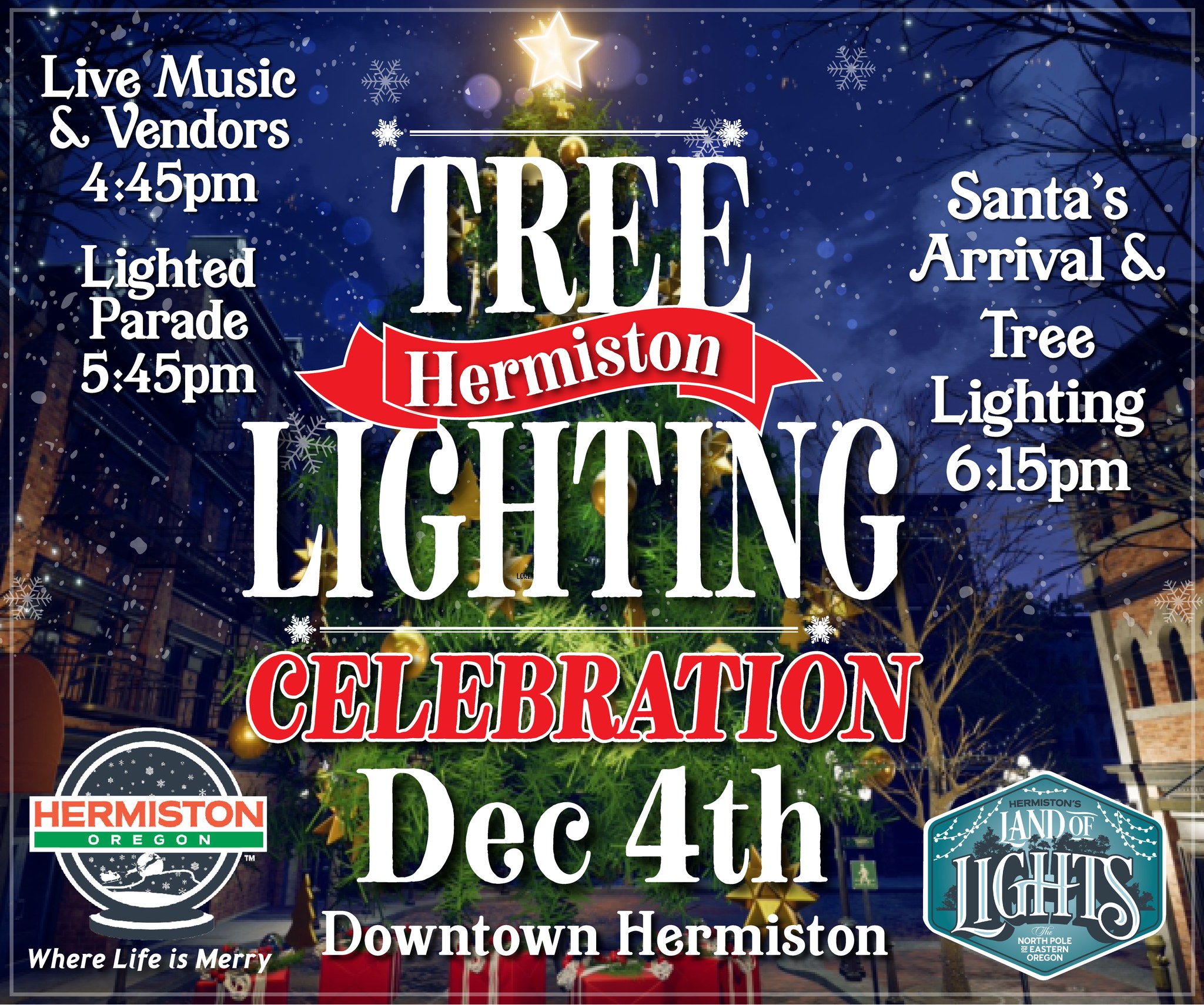 Hermiston | 11ª Celebración Anual del Encendido del Árbol 🎅