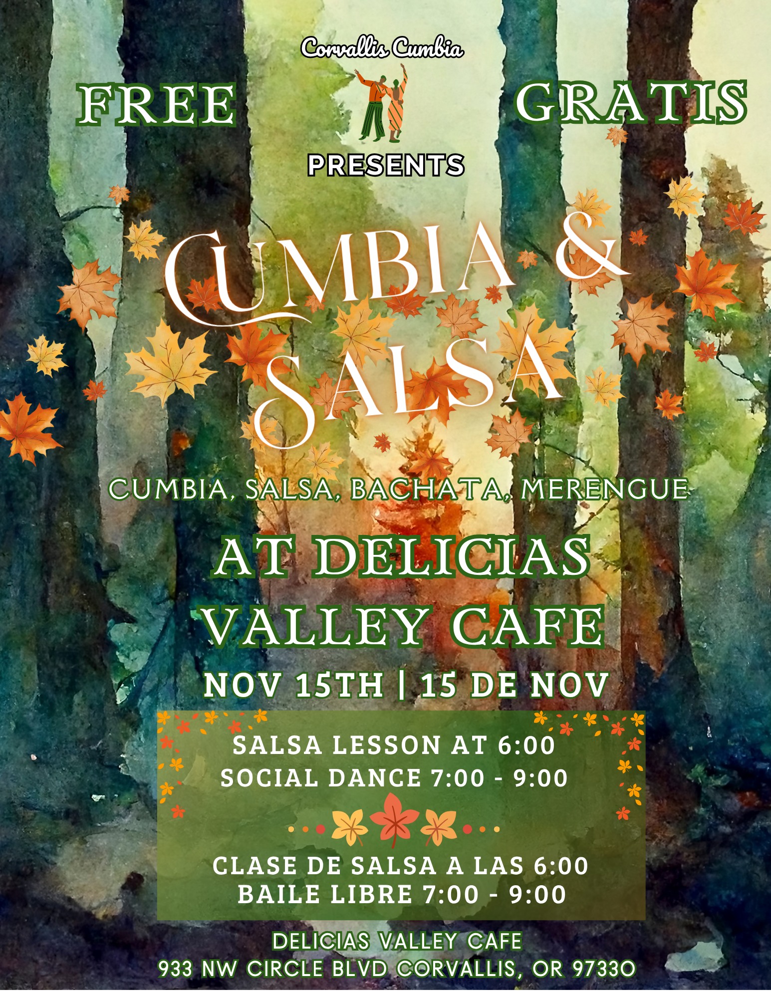 Corvallis | Noche de Cumbia y Salsa en Delicias Valley Café 💃🕺