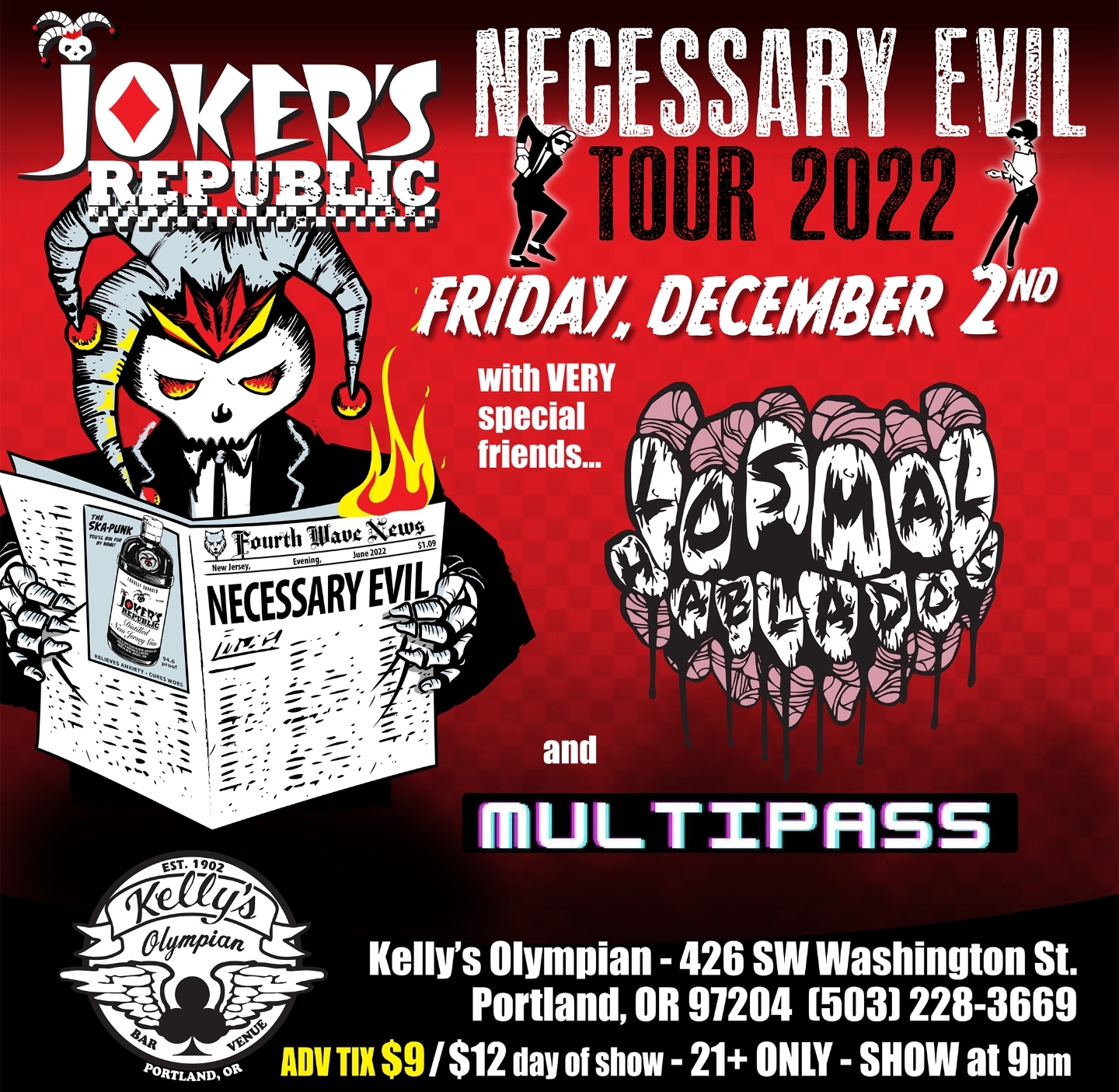 Los Mal Hablados (Ska en Español PDX), Multipass (Rock PDX), Jokers Republic (Ska NJ)